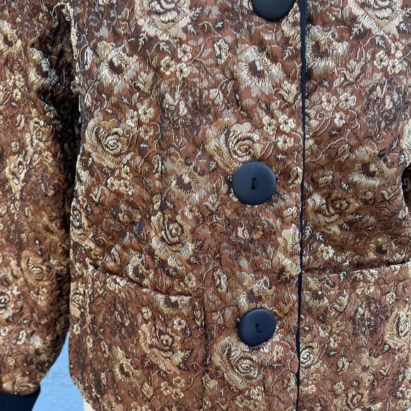 Vintage Floral Quilted Jacket Small Gold floral blazer - Picture 5 of 10
